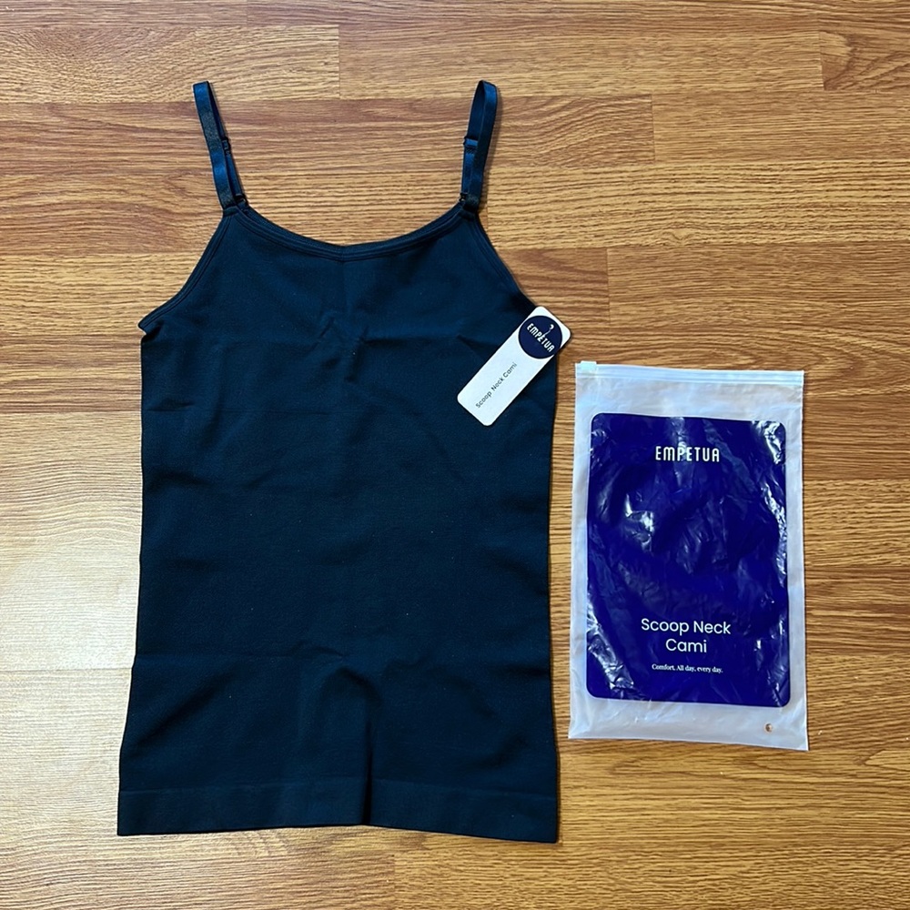 NWT Empetua Scoop Neck Cami Black Large